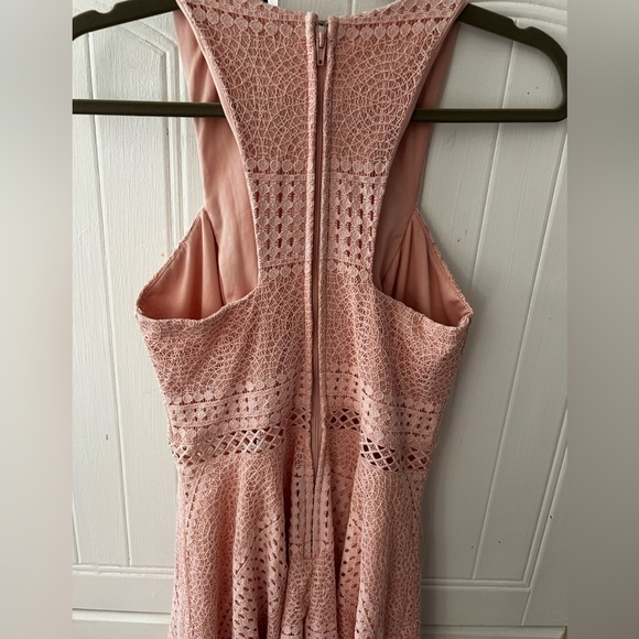 EUC City Studio Blush Lace Sleeveless Dress w/Asymmetrical Neckline, Lined - Picture 8 of 14